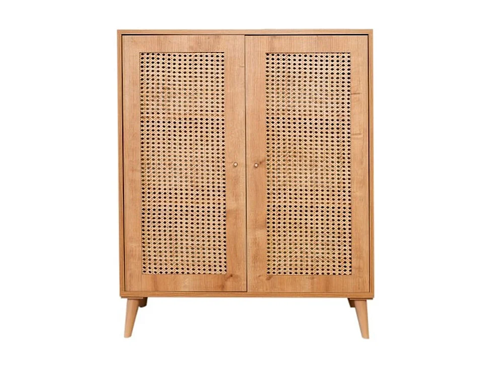 Aparador elegante de carvalho, 100% madeira de carpa, 90 x 40 x 110 cm | Pernas robustas de carpa | Perfeito para salas de estar e jantar modernas