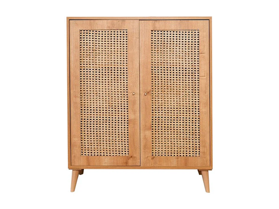 Aparador elegante de carvalho, 100% madeira de carpa, 90 x 40 x 110 cm | Pernas robustas de carpa | Perfeito para salas de estar e jantar modernas