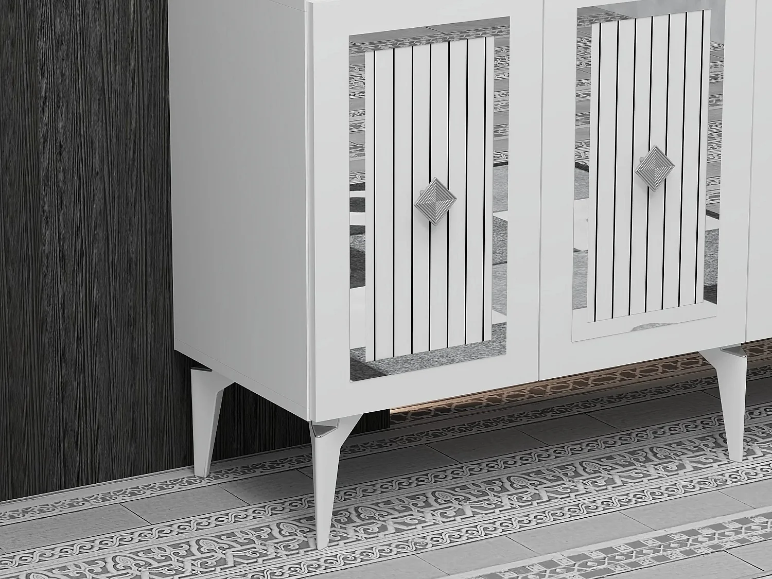 Aparador Nora Blanco Plata 150x40x79 cm