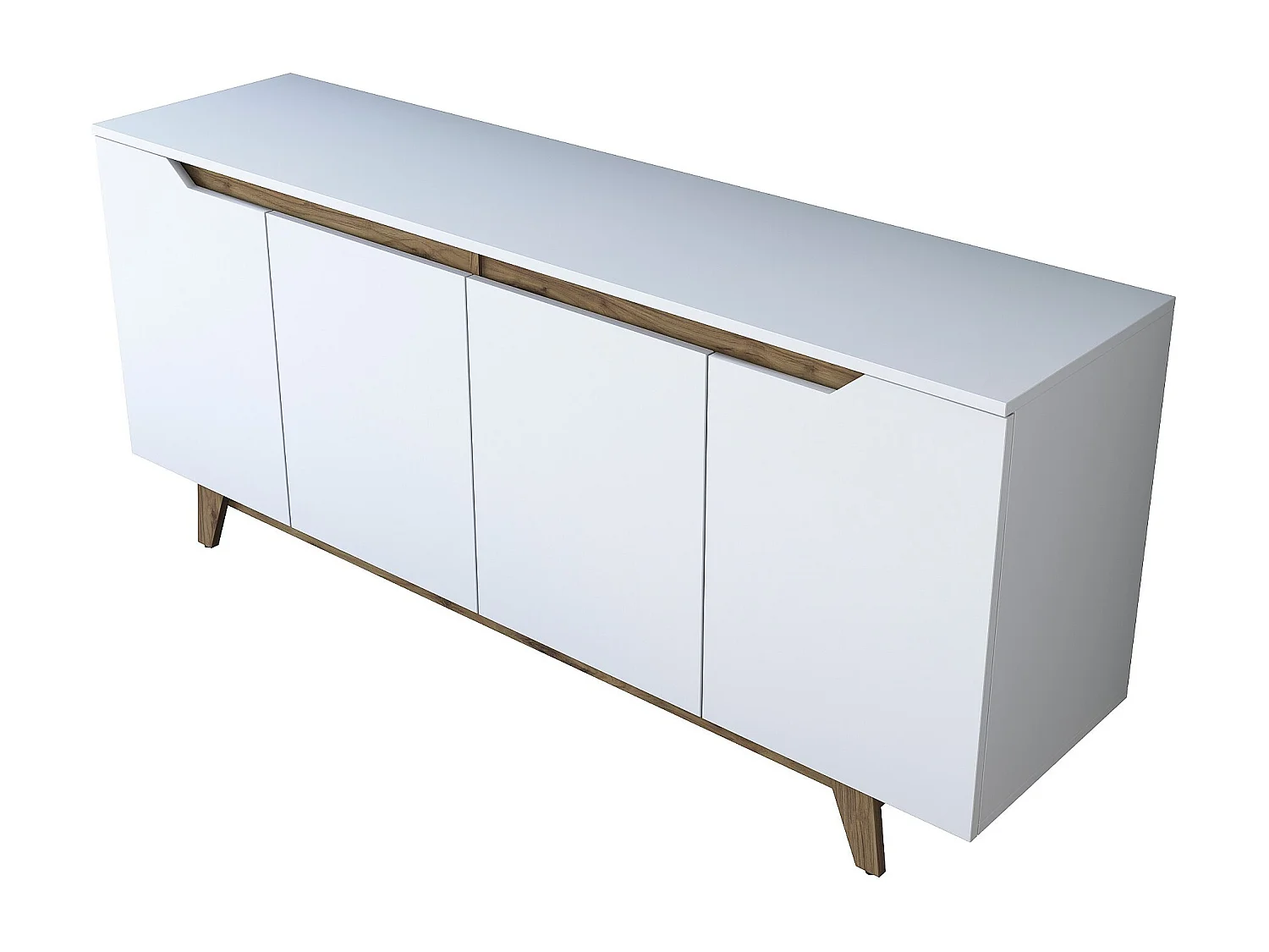 Buffet 4 portes Targita 180x78,6cm Bois Naturel et Blanc
