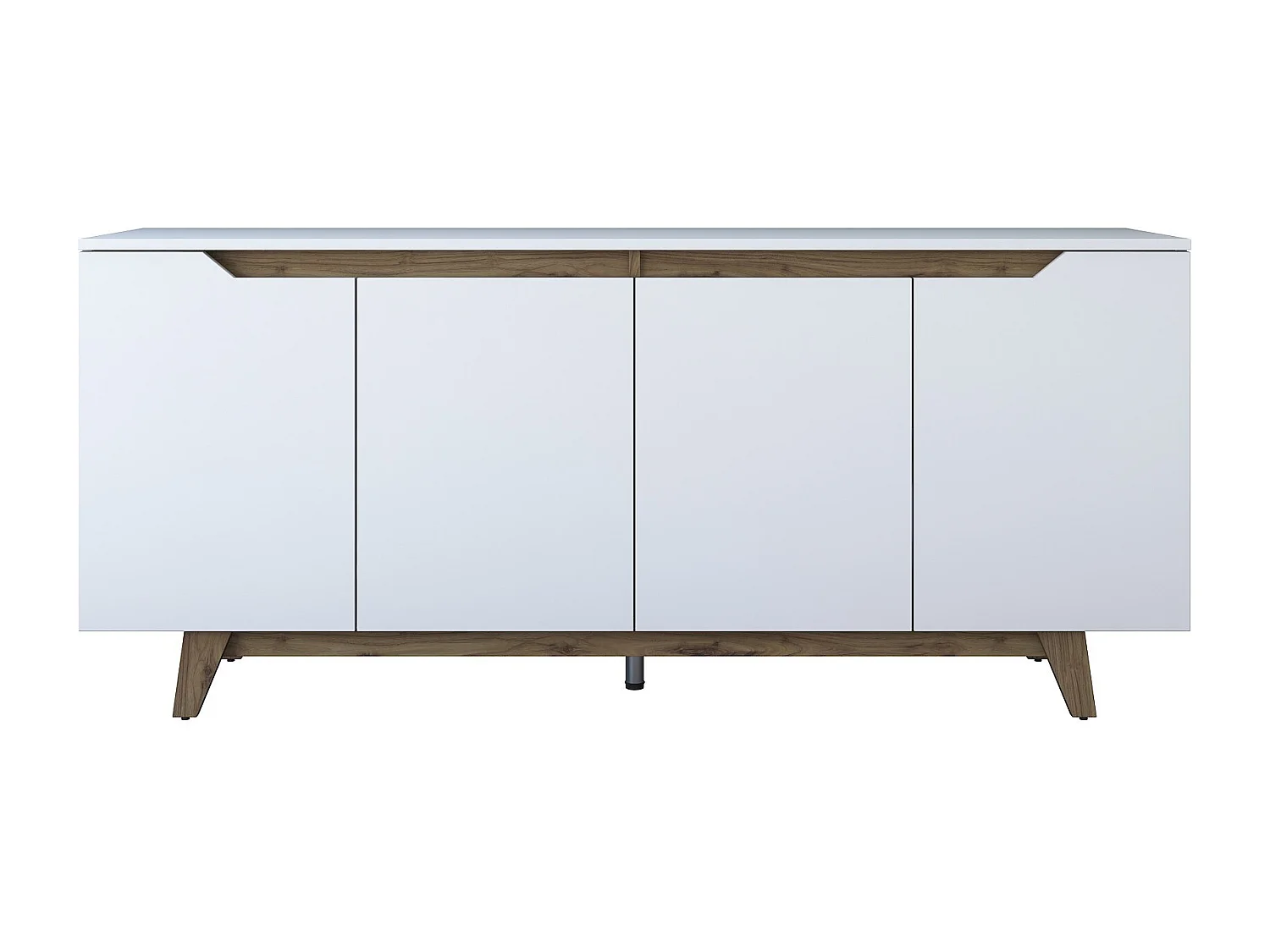 Buffet 4 portes Targita 180x78,6cm Bois Naturel et Blanc