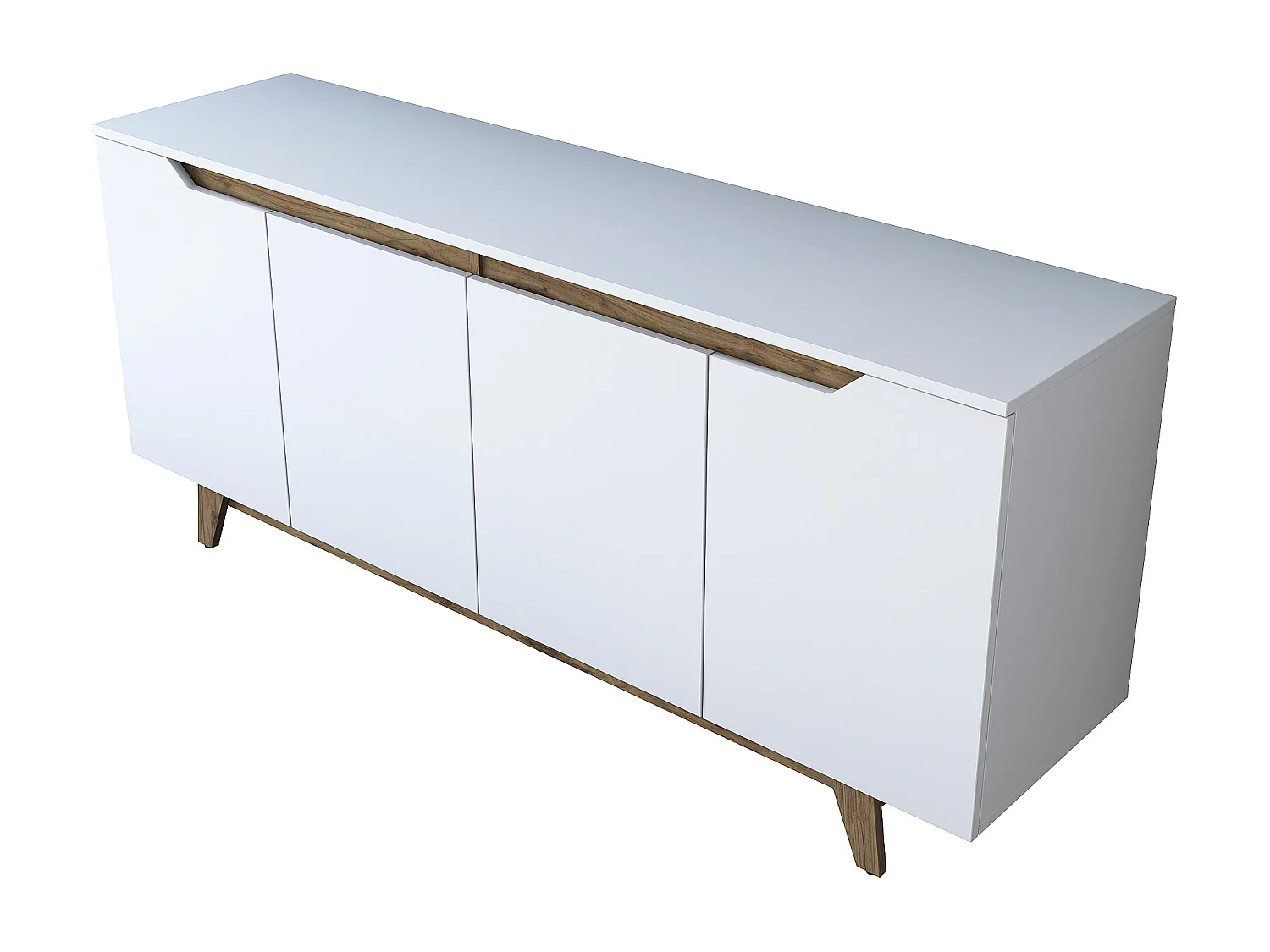 Buffet 4 portes Targita 180x78,6cm Bois Naturel et Blanc