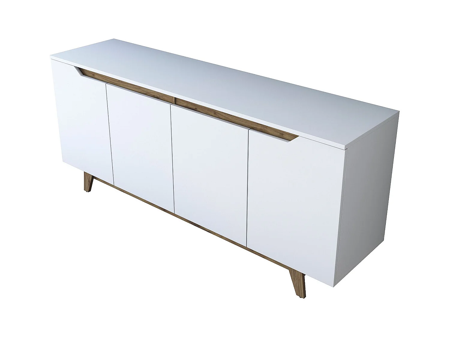Buffet 4 portes Targita 180x78,6cm Bois Naturel et Blanc