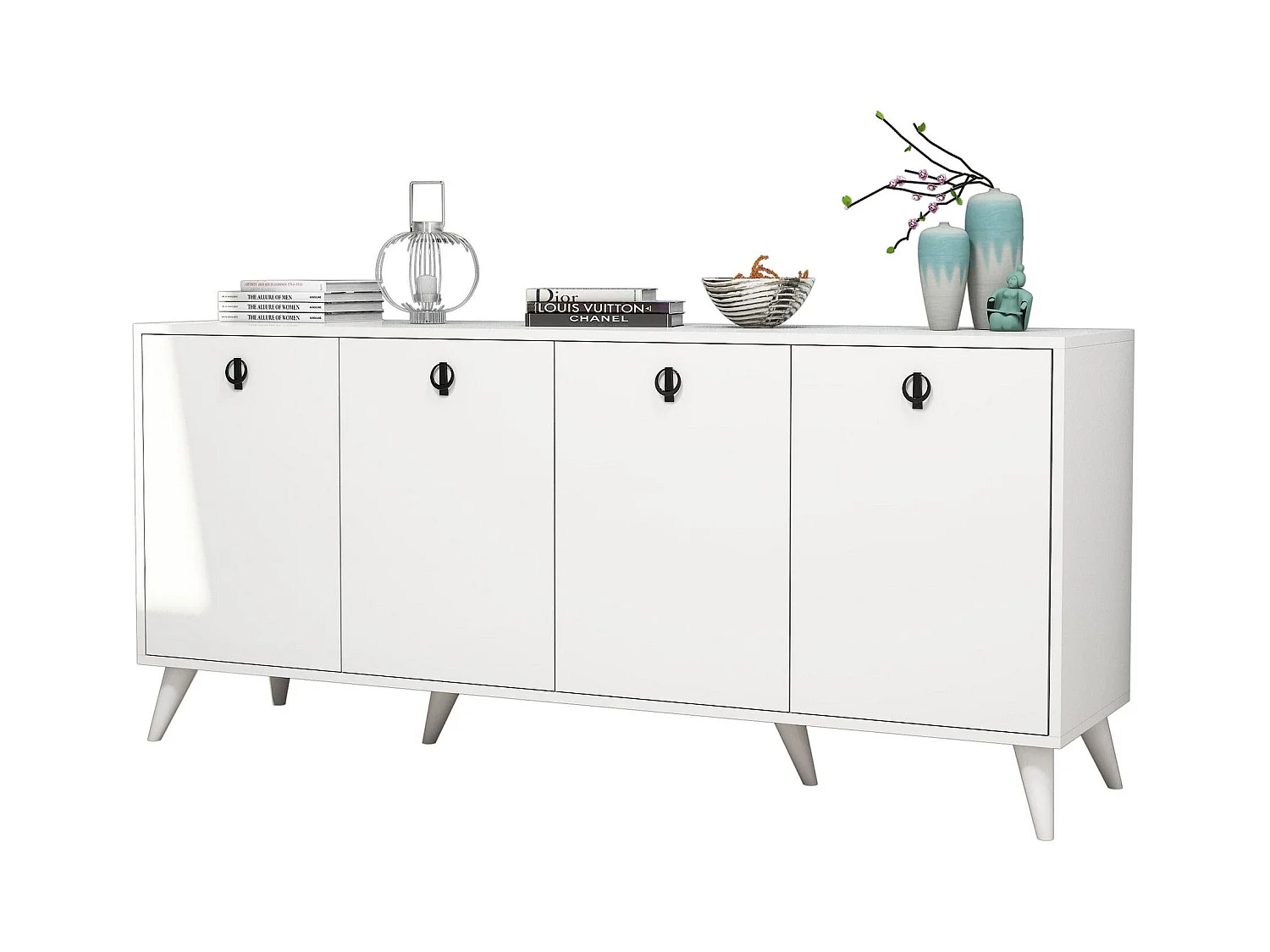 Buffet bas 4 tiroirs Bergerat 180cm Bois Blanc