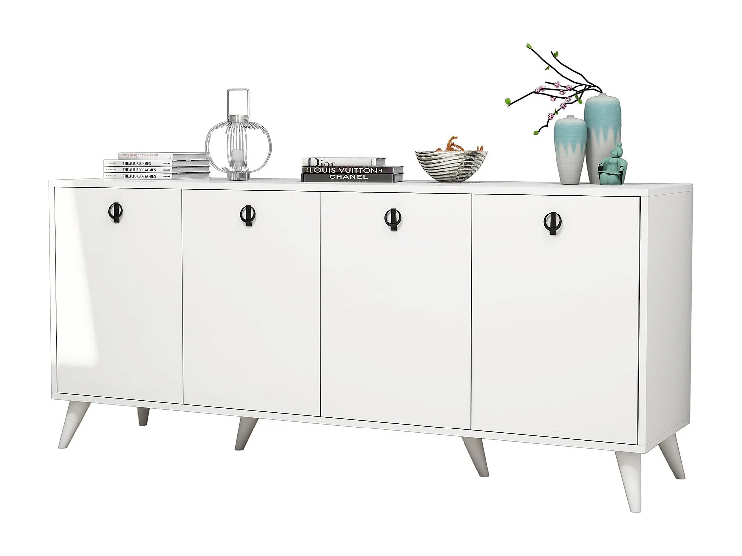 Buffet bas 4 tiroirs Bergerat 180cm Bois Blanc