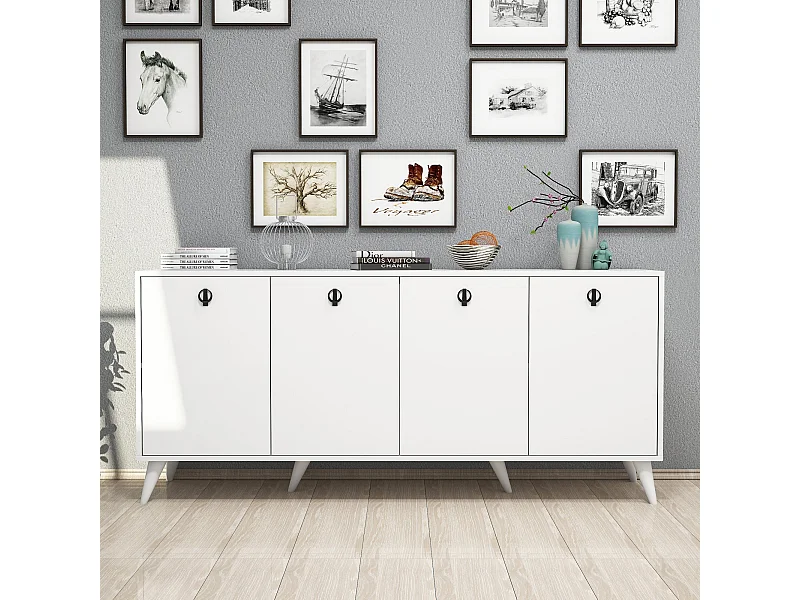 Buffet bas 4 tiroirs Bergerat 180cm Bois Blanc