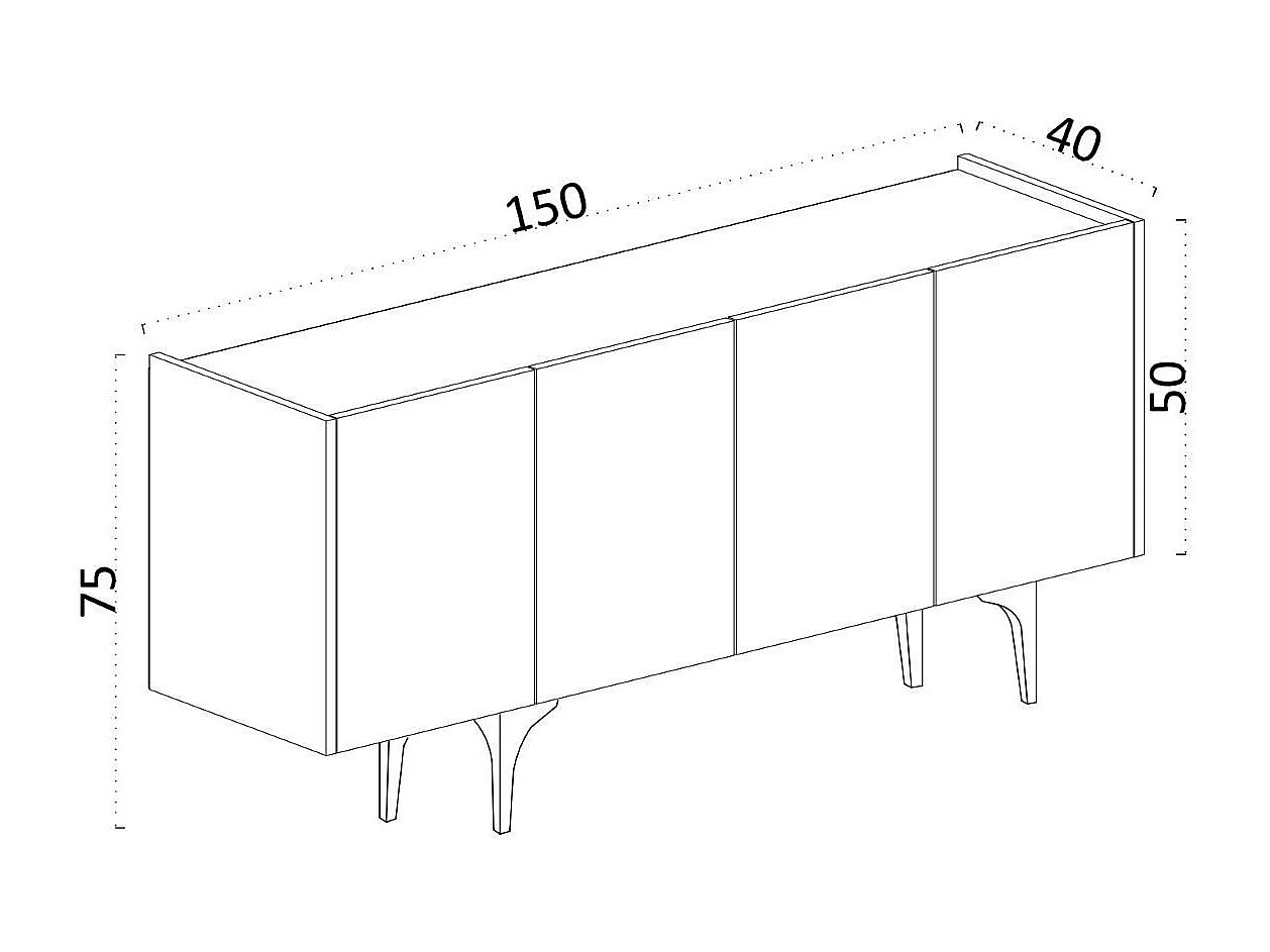 Buffet 4 deuren wit L150 cm - Polaris