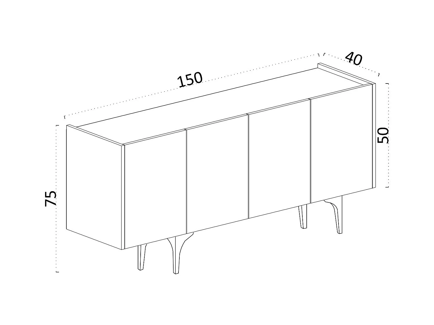 Buffet 4 deuren wit L150 cm - Polaris