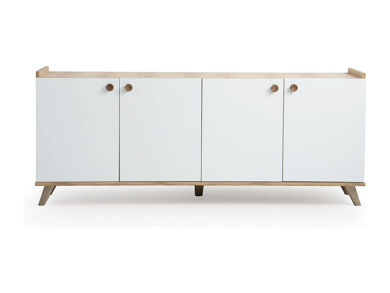 Buffet 4 portes décor chêne et blanc L180 cm - Summer