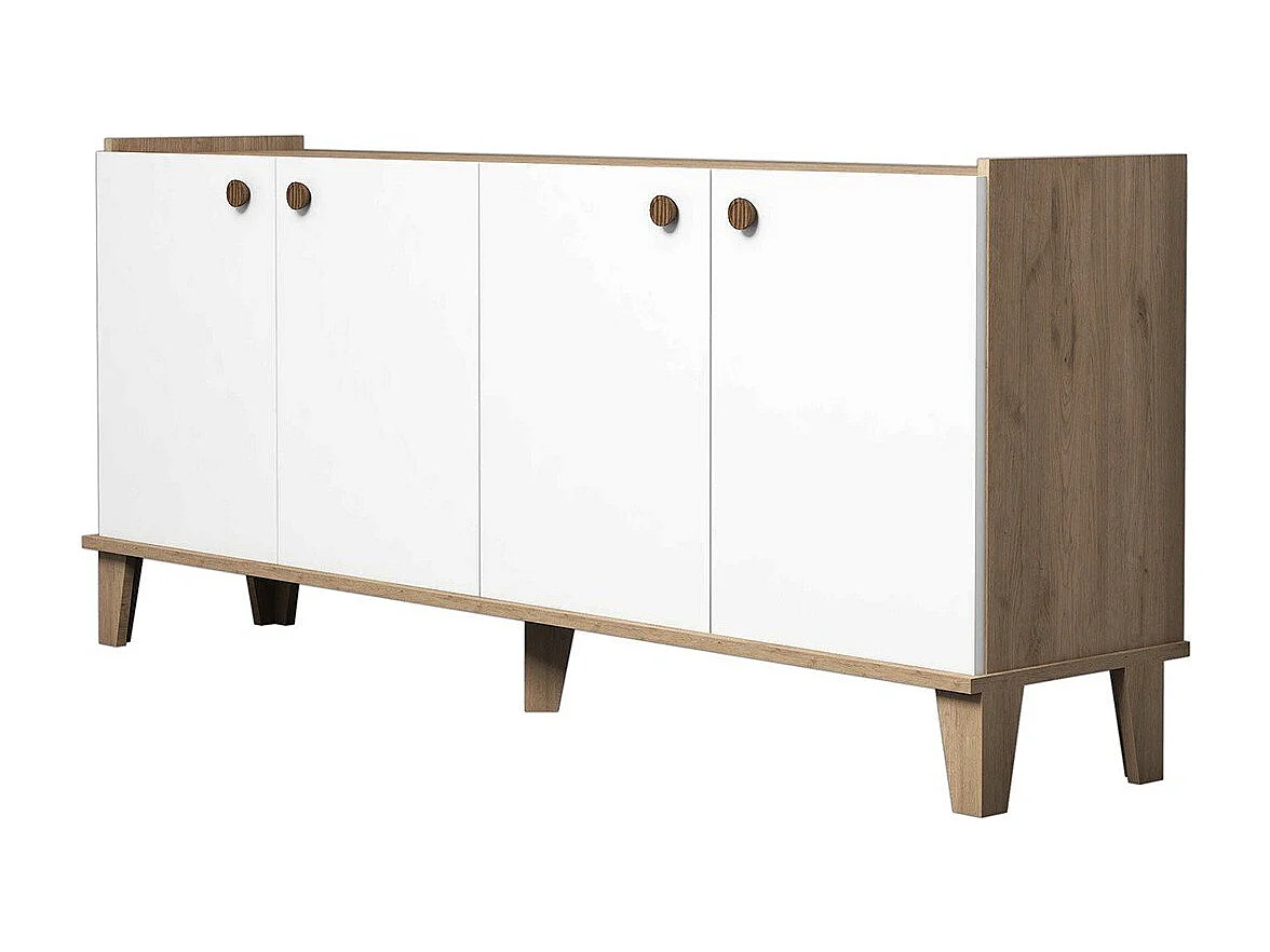 Buffet 4 deuren eiken en wit decor L180 cm - Summer