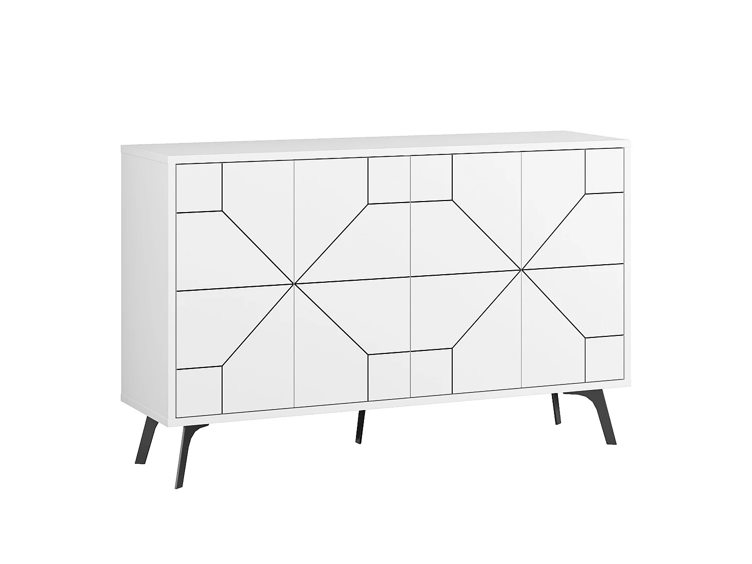 Nowoczesna komoda – 123 cm – biała – płyta wiórowa pokryta melaminą