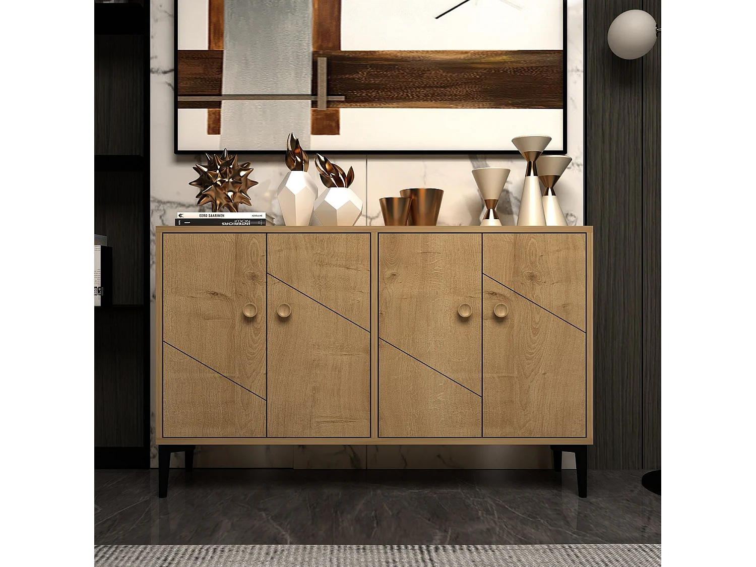 Aparador Kailua 1959, Roble, 75x120x30cm, Aglomerado laminado