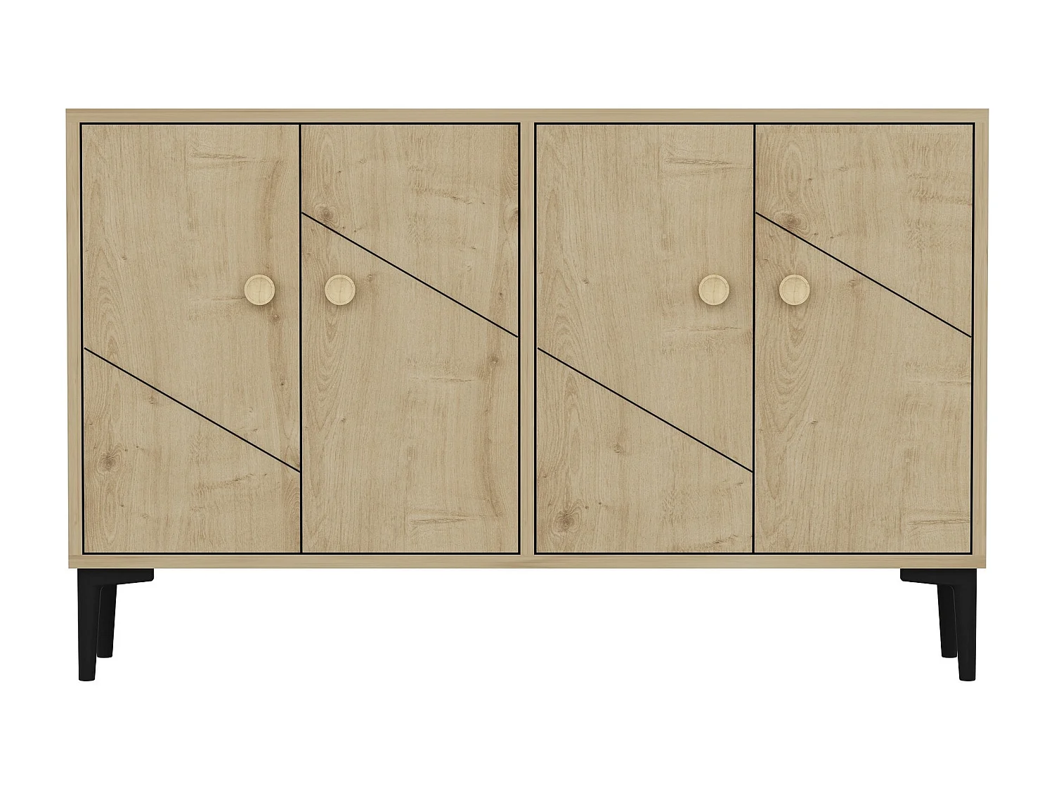 Buffet Nunki 120cm Motif Géométrique Chêne clair