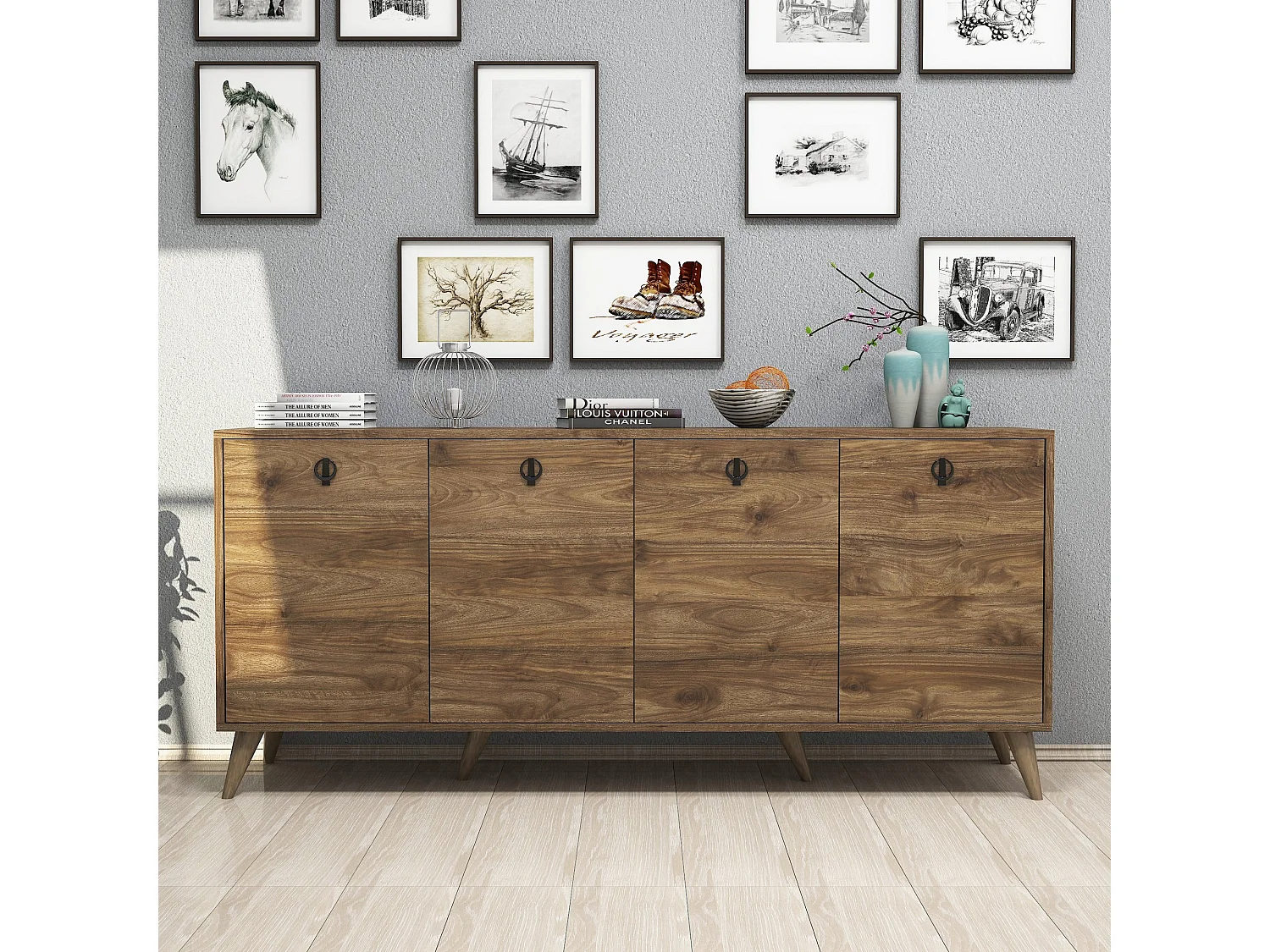 Buffet bas 4 tiroirs Bergerat 180cm Bois Naturel