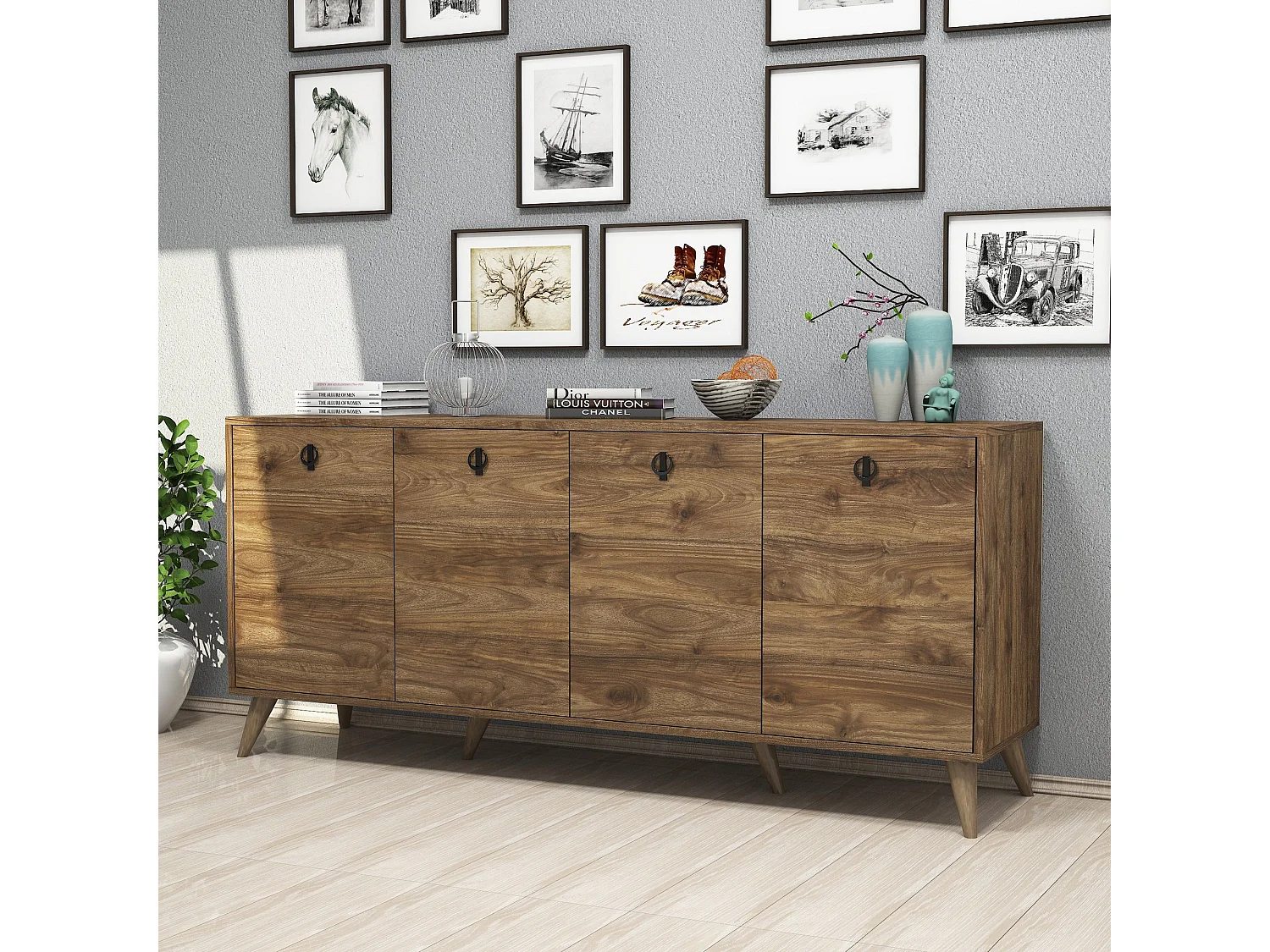 Buffet bas 4 tiroirs Bergerat 180cm Bois Naturel