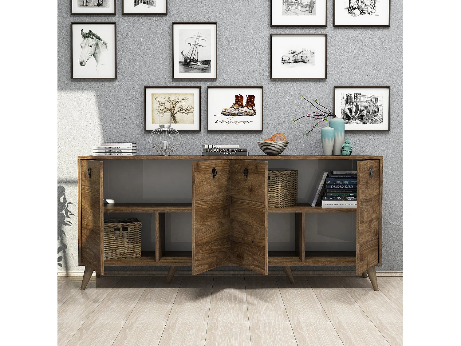 Buffet bas 4 tiroirs Bergerat 180cm Bois Naturel