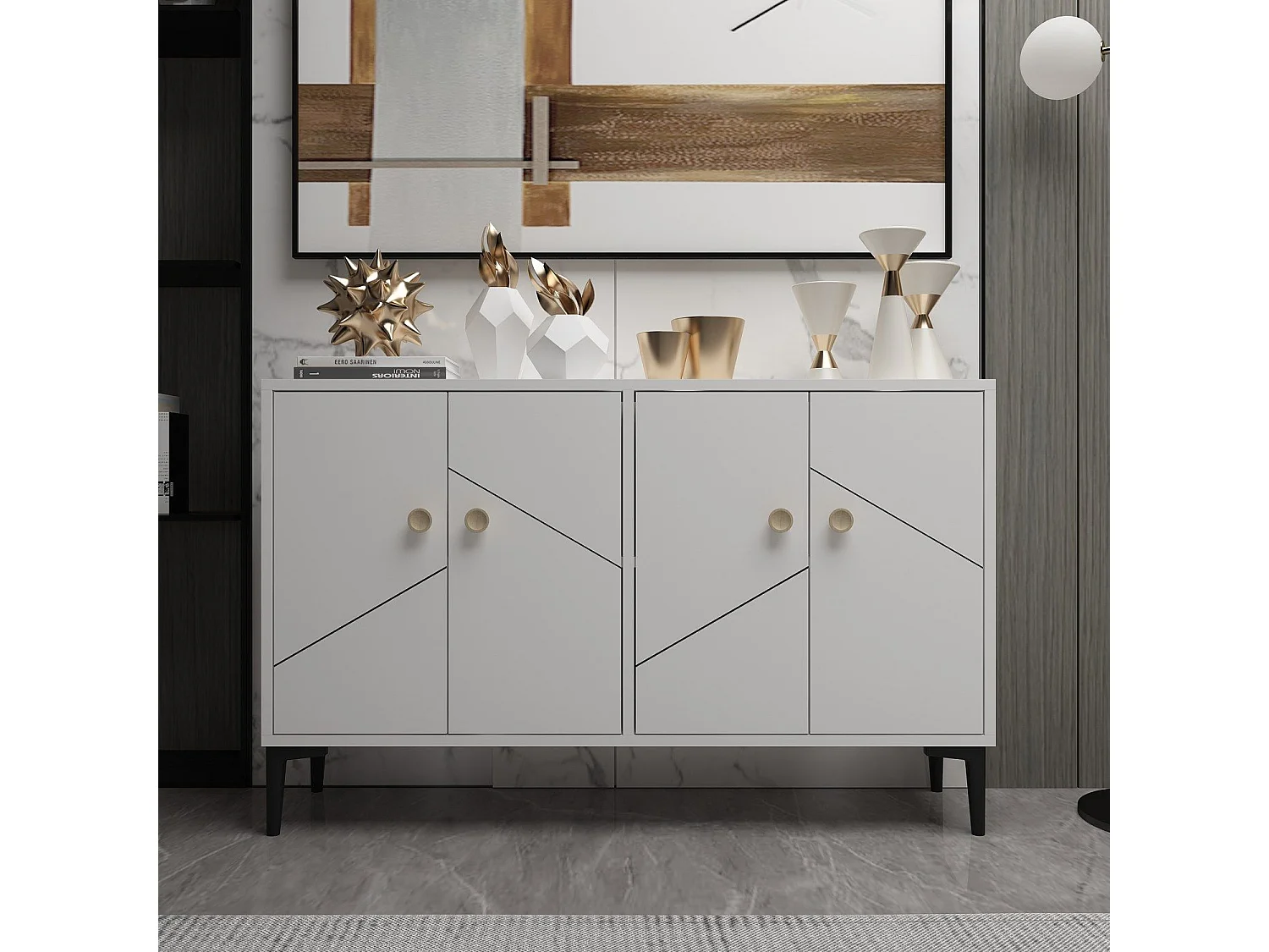 Aparador Kailua 1958, Blanco, 75x120x30cm, Aglomerado laminado