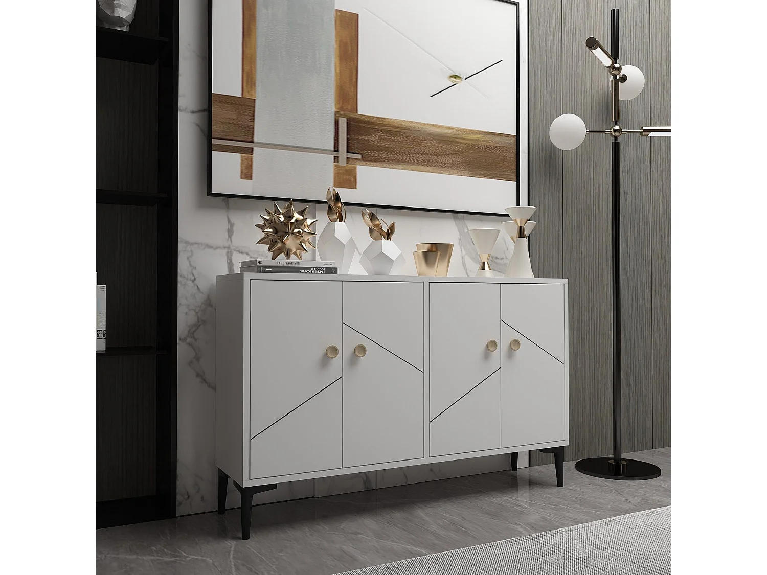 Aparador Kailua 1958, Blanco, 75x120x30cm, Aglomerado laminado