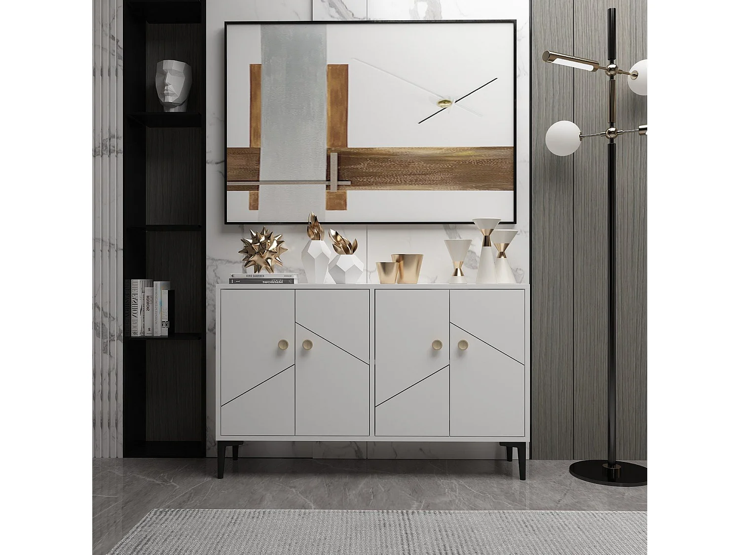 Aparador Kailua 1958, Blanco, 75x120x30cm, Aglomerado laminado