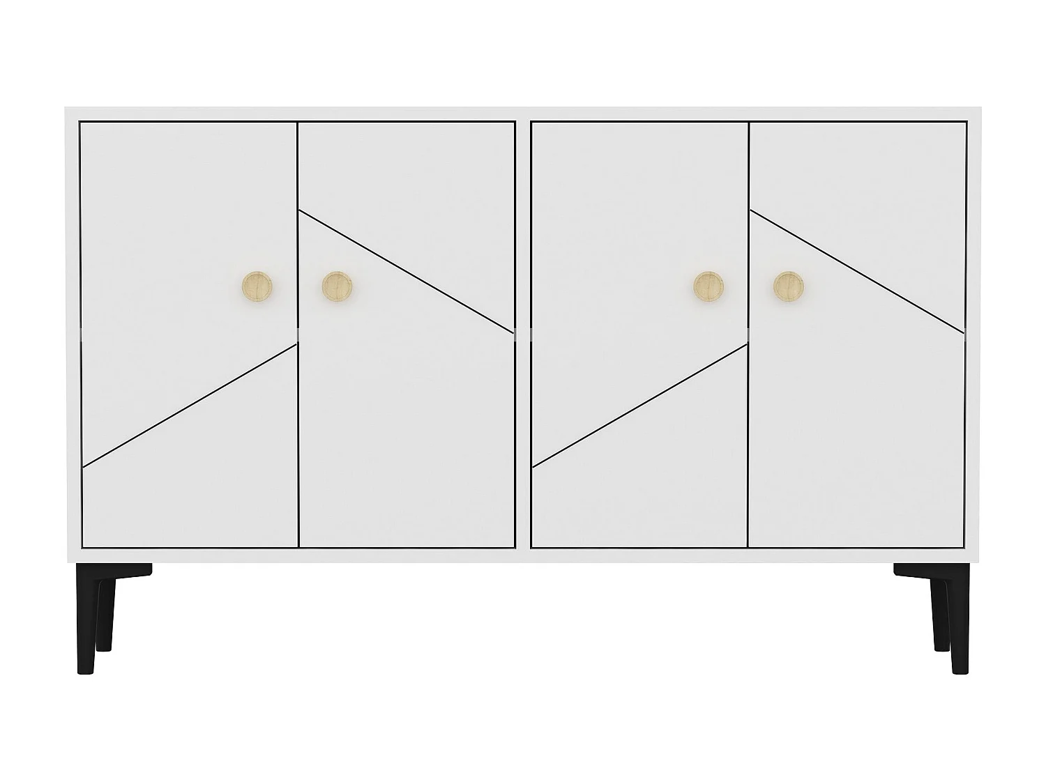 Buffet Nunka 120cm Motif Géométrique Blanc
