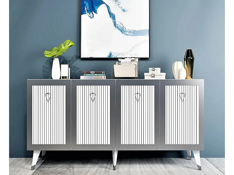 Aparador Bare Blanco Plata 150x80x40 cm