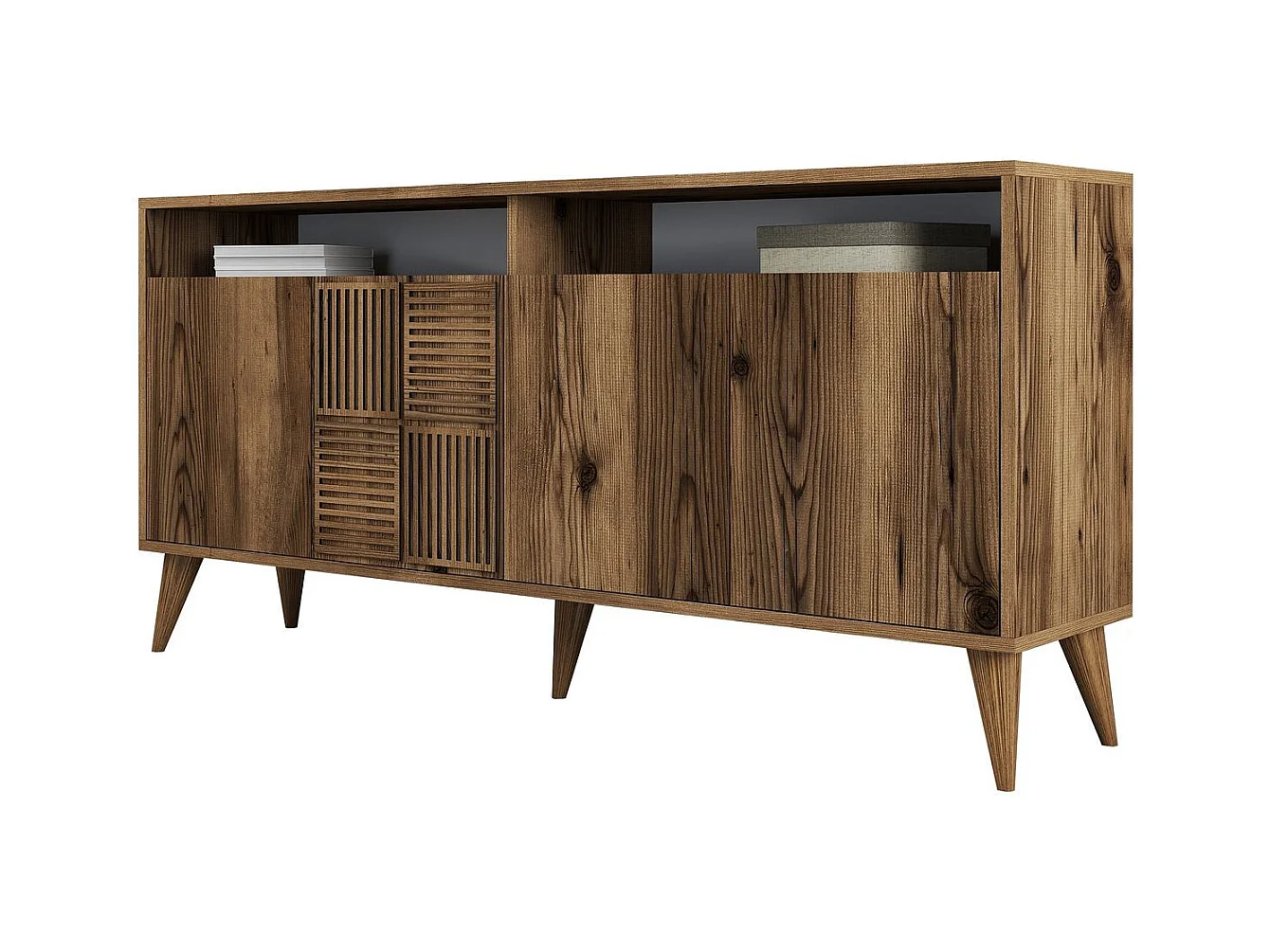 Modern dressoir – 160 cm x 78 cm x 35 cm – Walnoot – 100% melamine gecoat spaanplaat