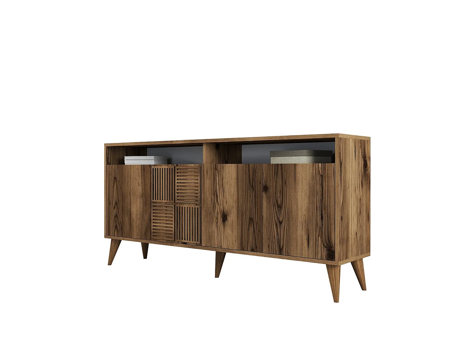 Buffet bas 4 portes et 2 tiroirs Kaltes L160cm Bois Naturel