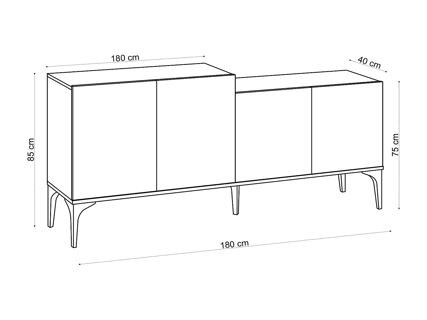 Aparador Orso color roble zafiro 180x40x85 cm