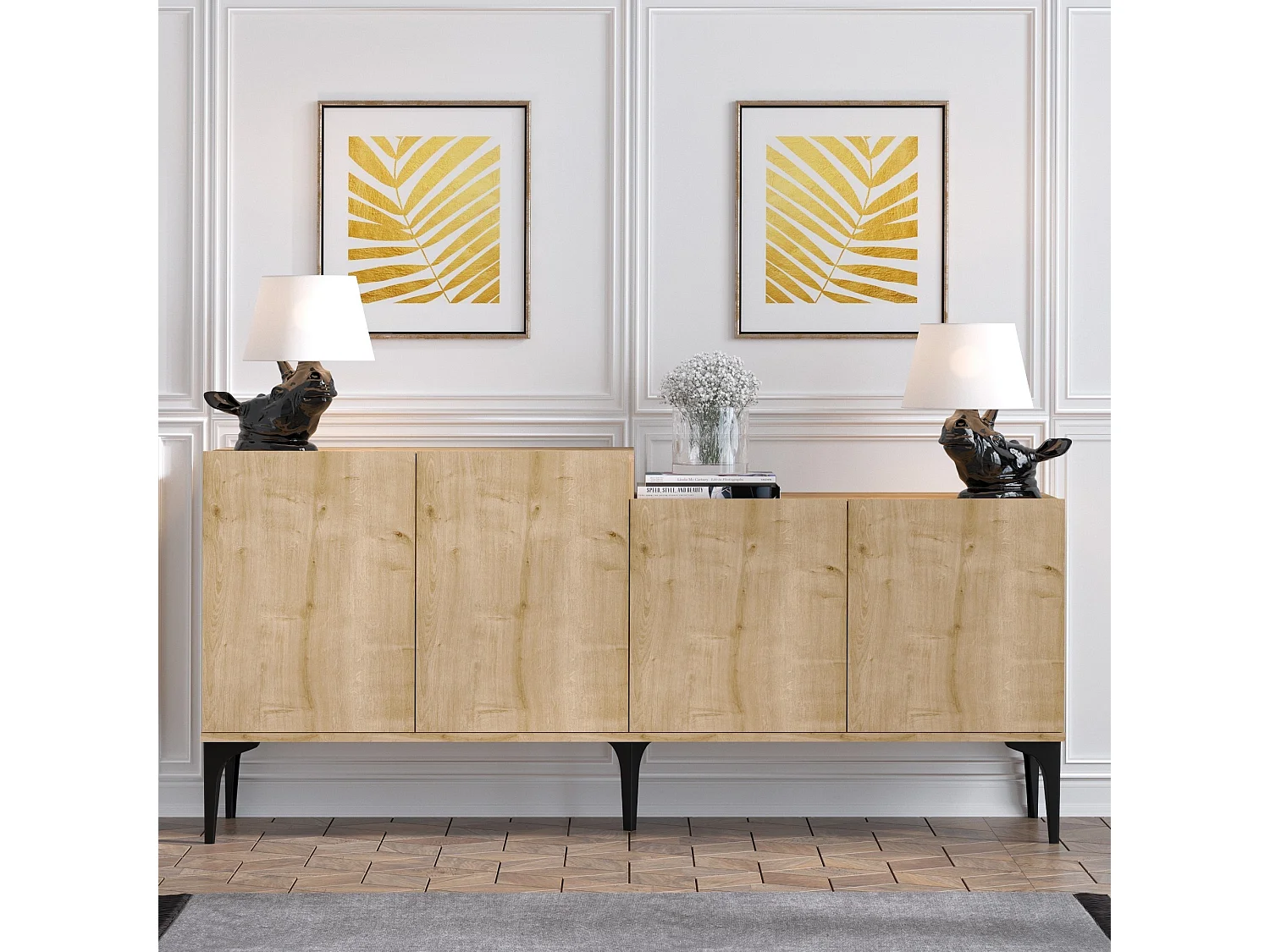 Aparador – 180 x 85 x 40 cm – Carvalho Safira – Painel de Partículas Revestido com Melamina