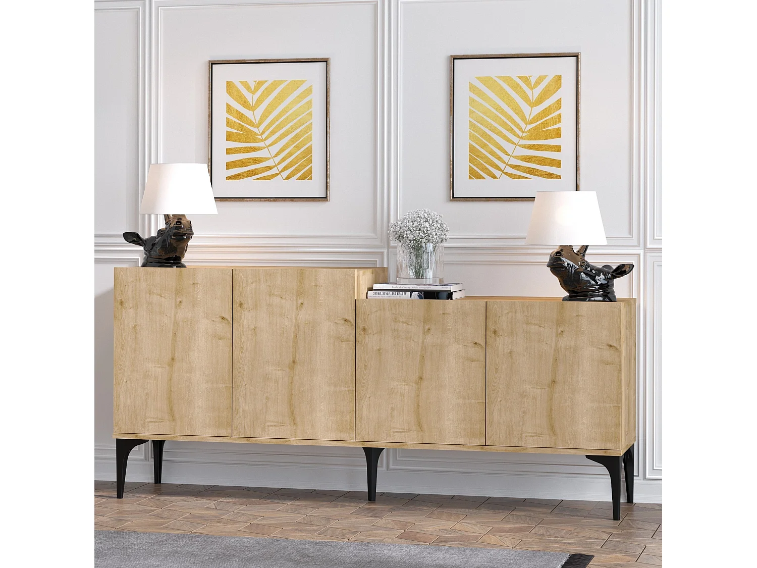 Aparador – 180 x 85 x 40 cm – Carvalho Safira – Painel de Partículas Revestido com Melamina