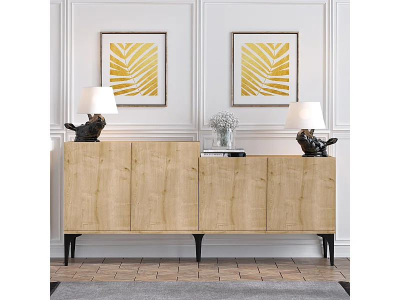 Aparador – 180 x 85 x 40 cm – Carvalho Safira – Painel de Partículas Revestido com Melamina