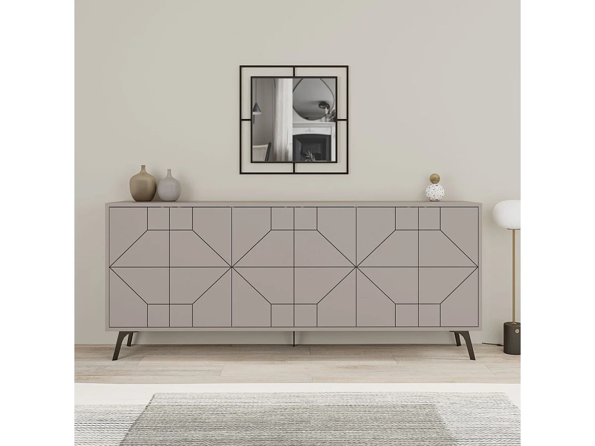 Aparador Moderno – 184 x 77,4 x 35 cm – Mocha Claro – Painel de partículas revestido em melamina