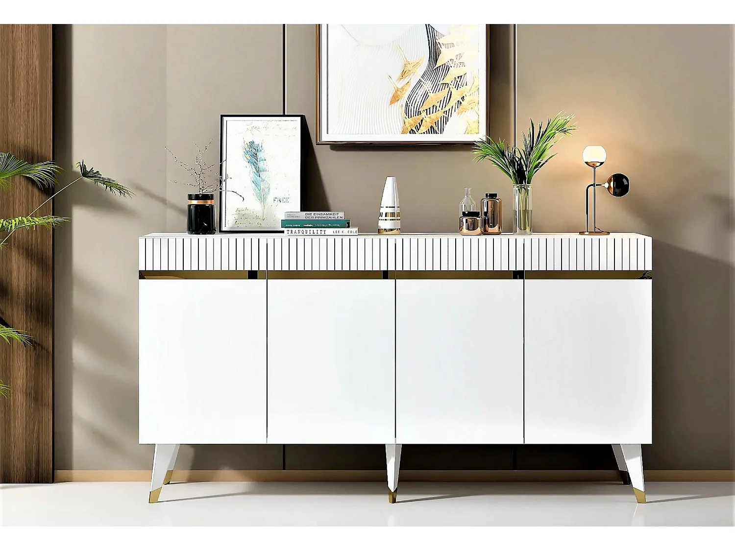 Aparador Defne Blanco dorado150x40x80 cm