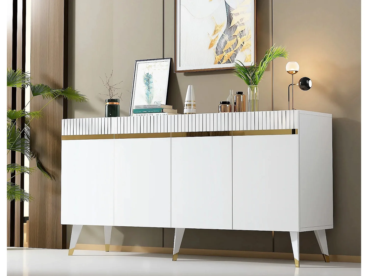 Aparador Defne Blanco dorado150x40x80 cm