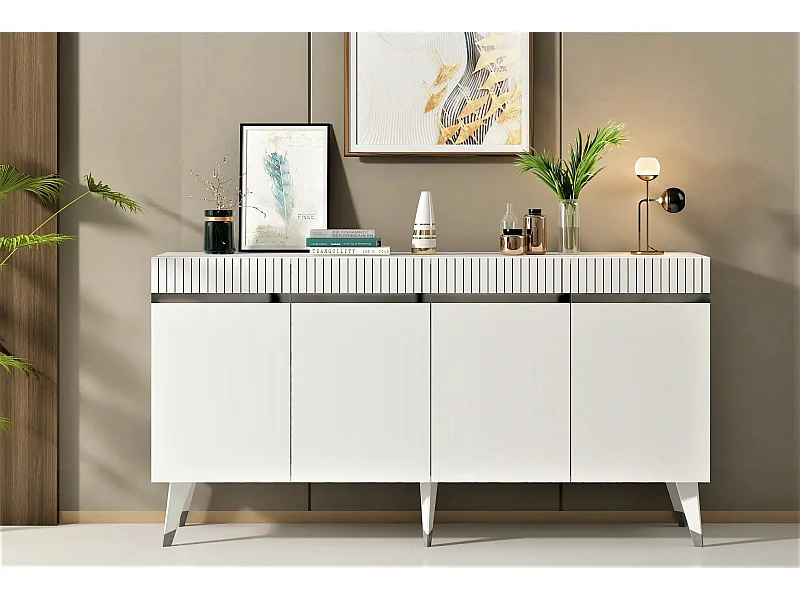 Aparador Defne Blanco Plata 150x40x80 cm