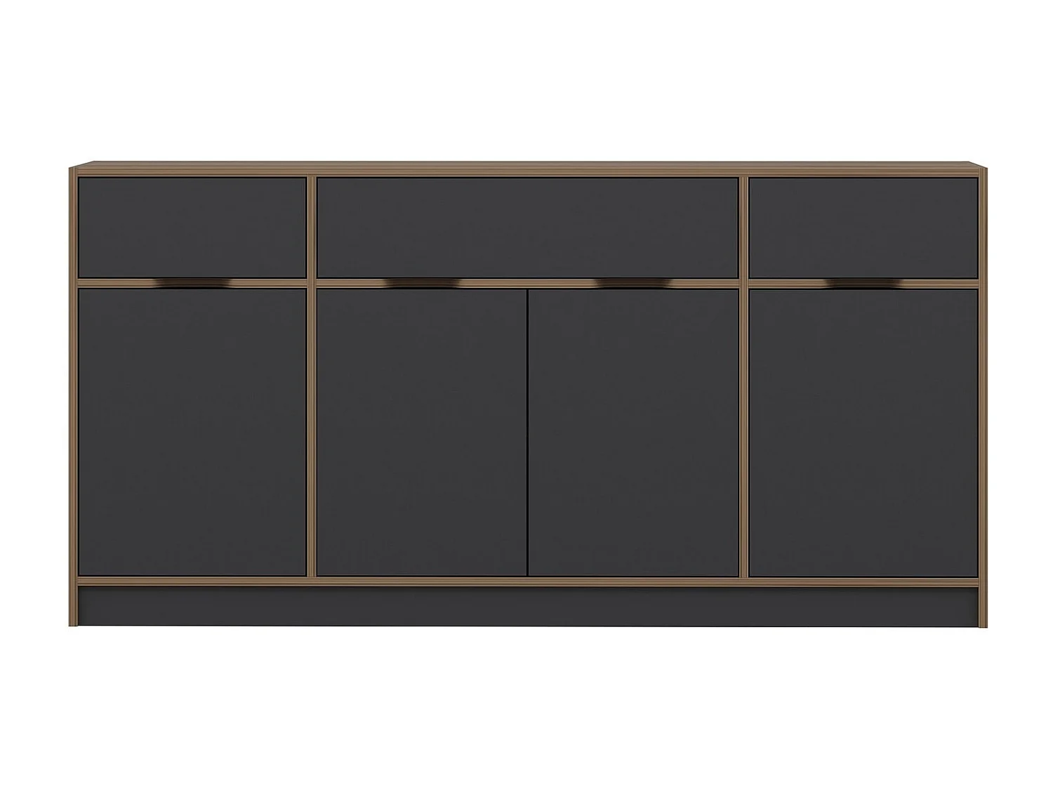 Buffet Mui L180xH90cm Bois foncé et Anthracite