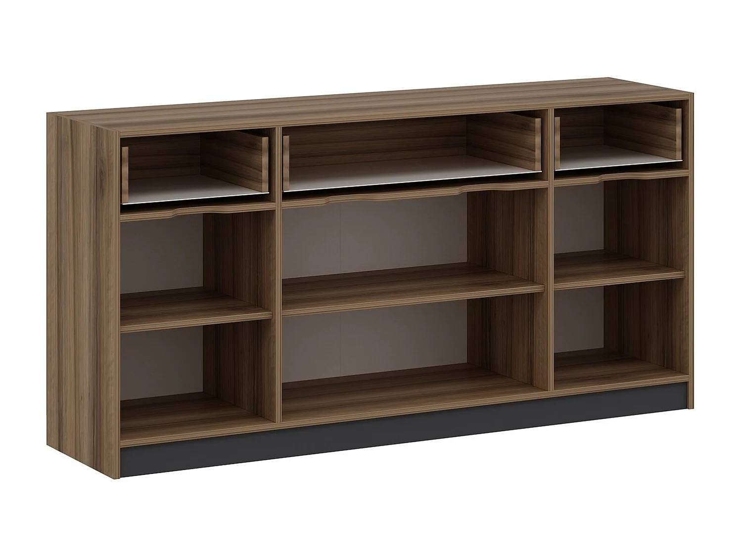 Buffet Mui L180xH90cm Bois foncé et Anthracite