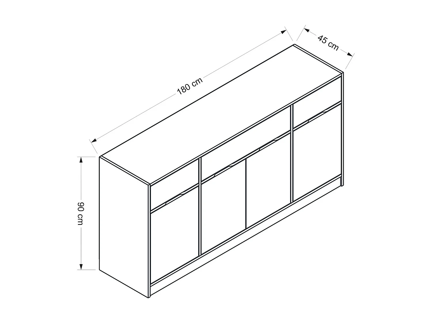 Buffet Mui L180xH90cm Bois foncé et Anthracite