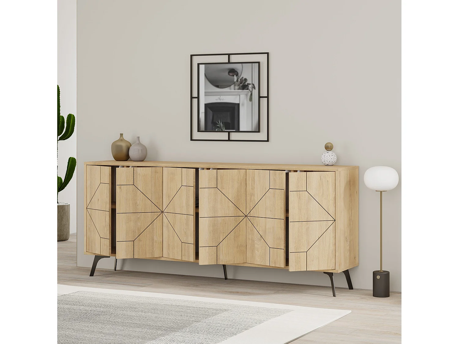 Buffet avec 6 portes décorées L184 cm - Dune