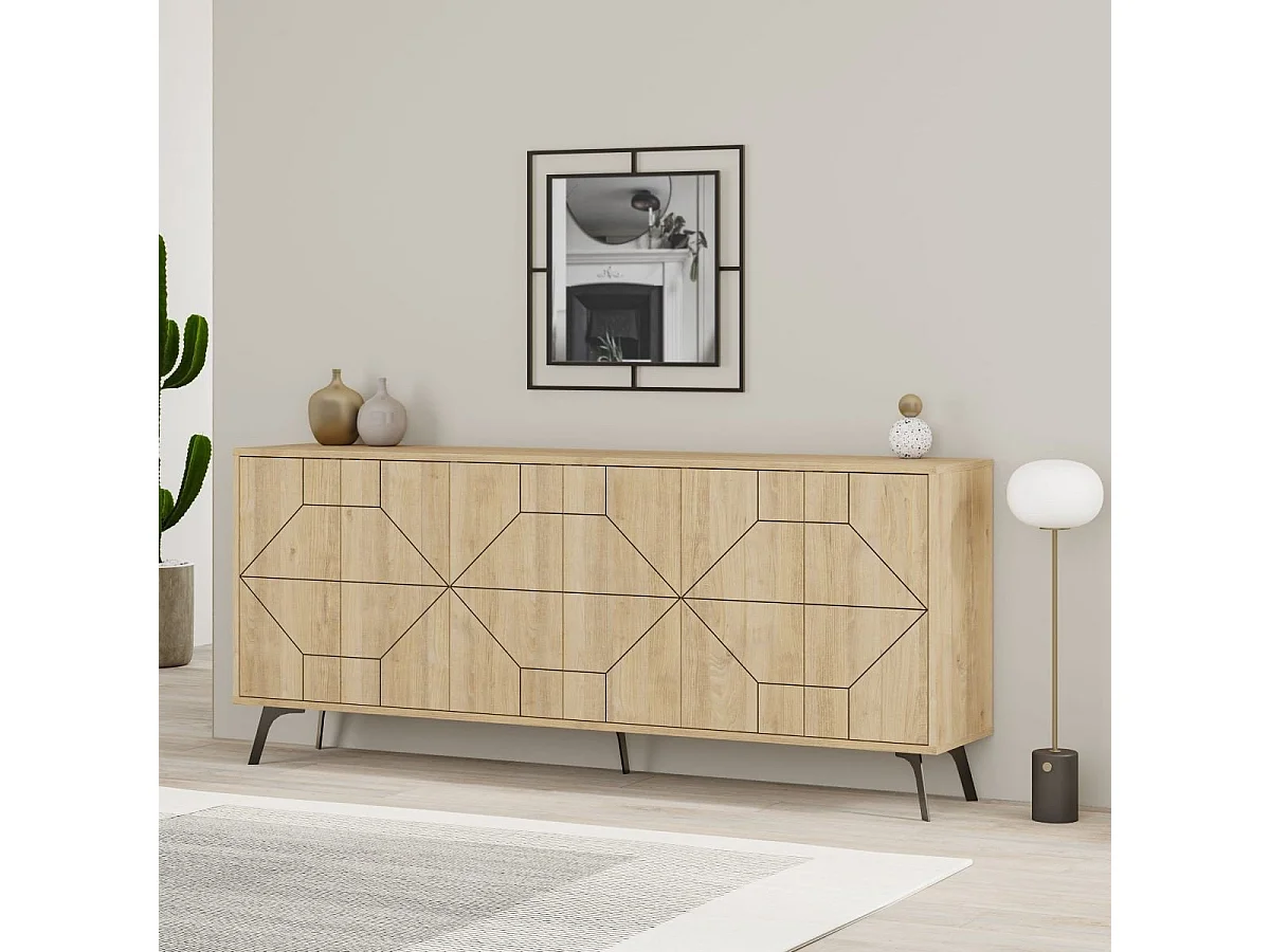 Aparador Moderno – 184 x 77,4 x 35 cm – Carvalho – Melamina