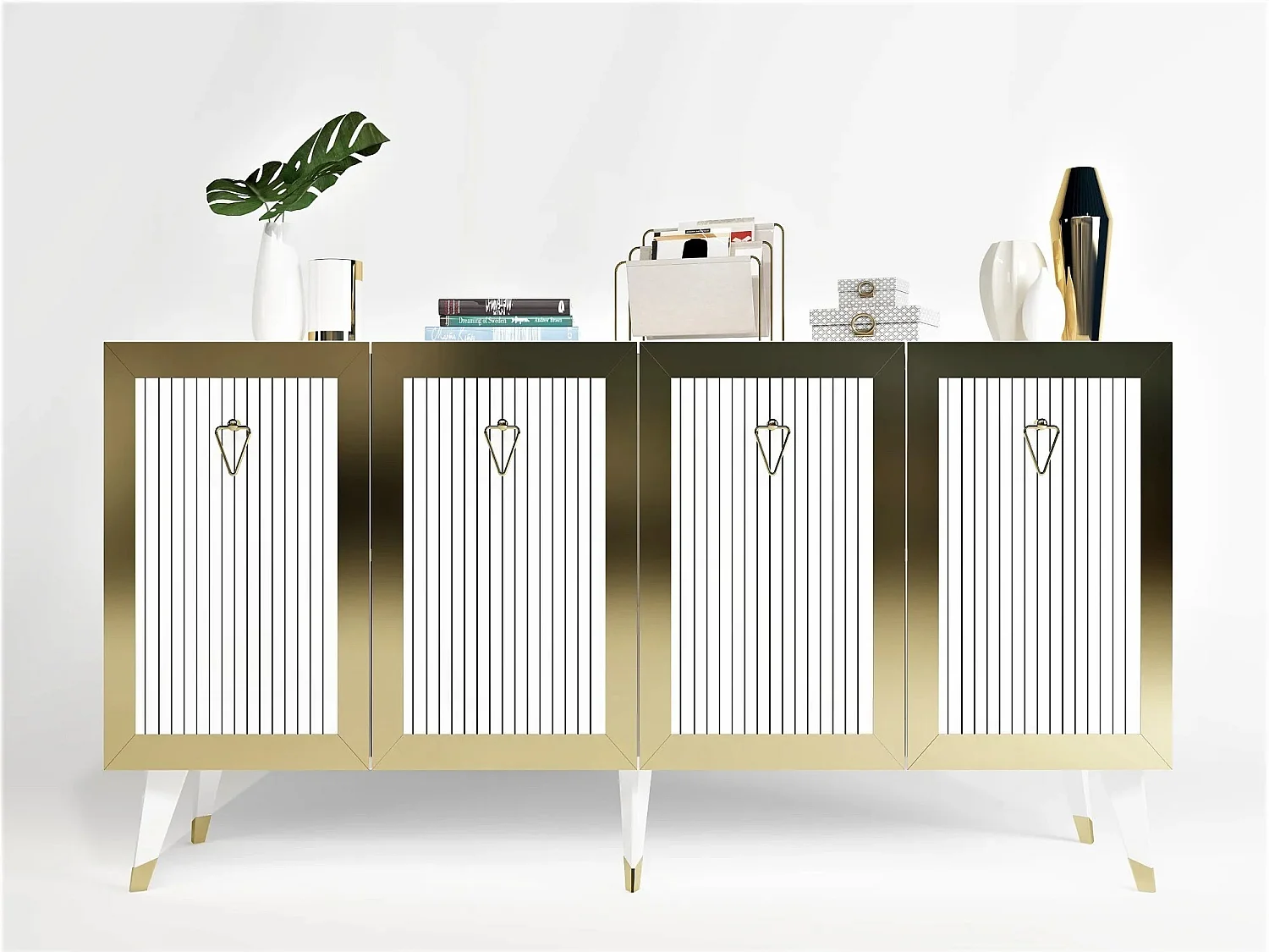 Aparador Bare Blanco dorado150x80x40 cm