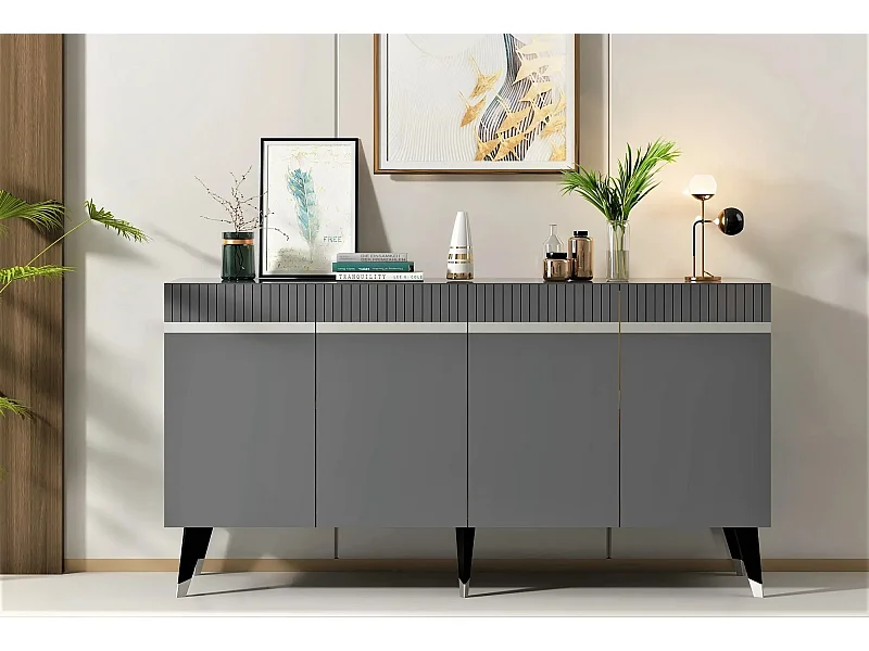 Aparador Defne Antracita Plata 150x40x80 cm