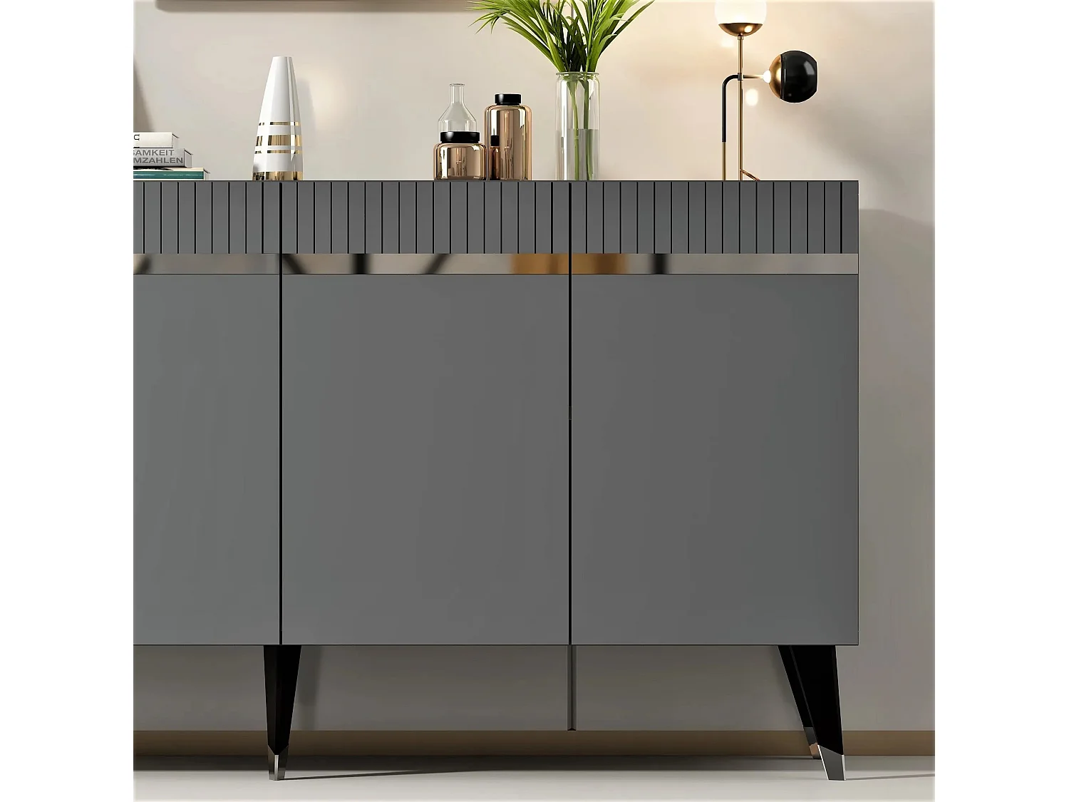 Aparador Defne Antracita Plata 150x40x80 cm