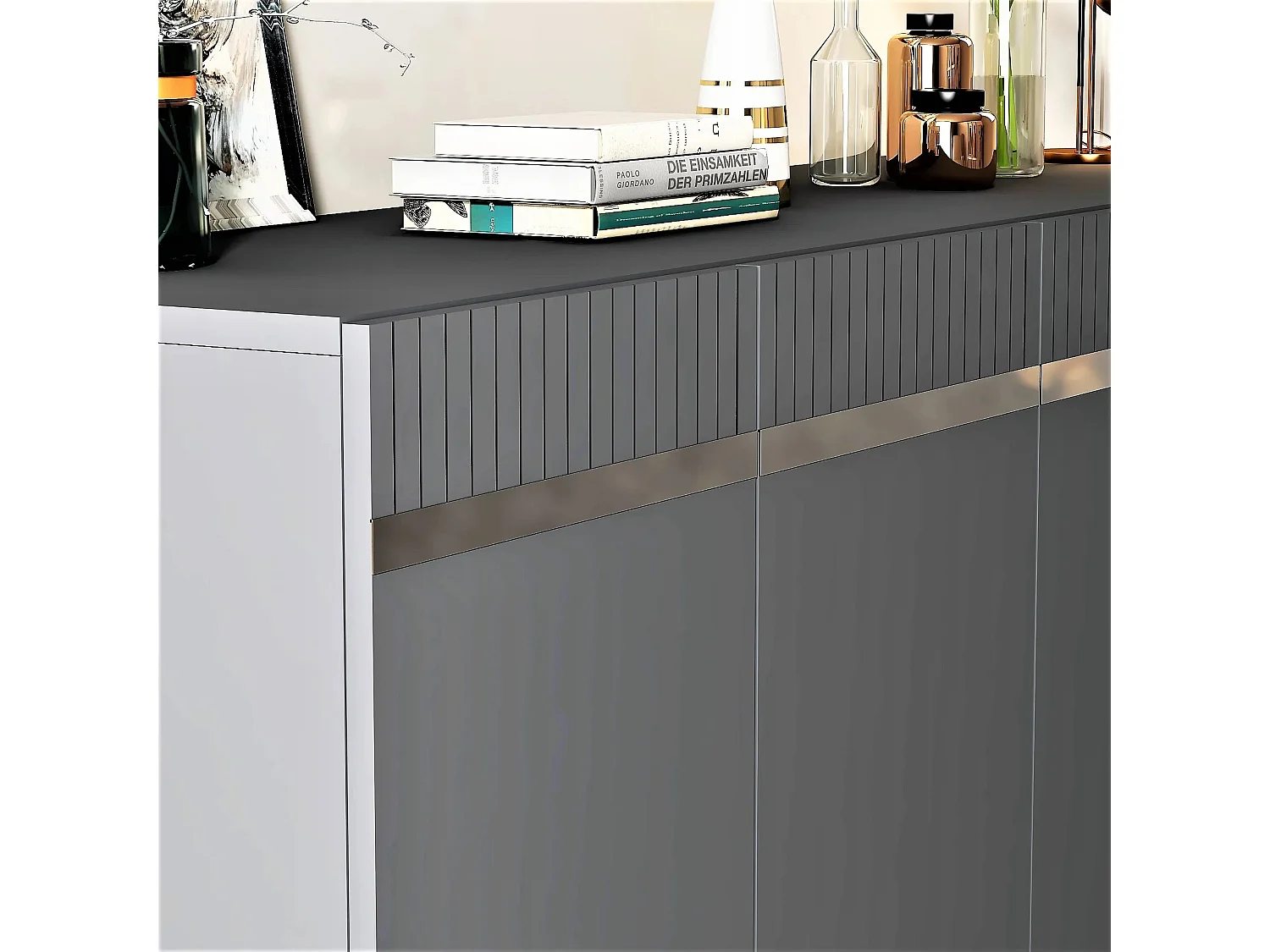 Aparador Defne Antracita Plata 150x40x80 cm