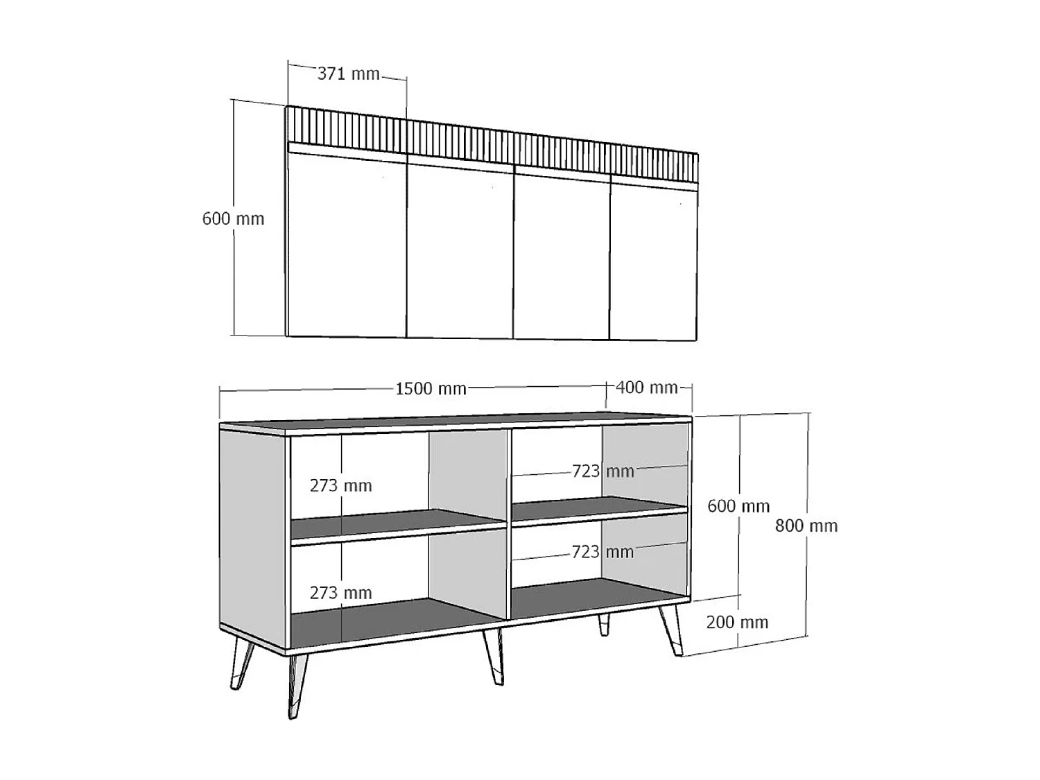 Aparador Defne Antracita Plata 150x40x80 cm