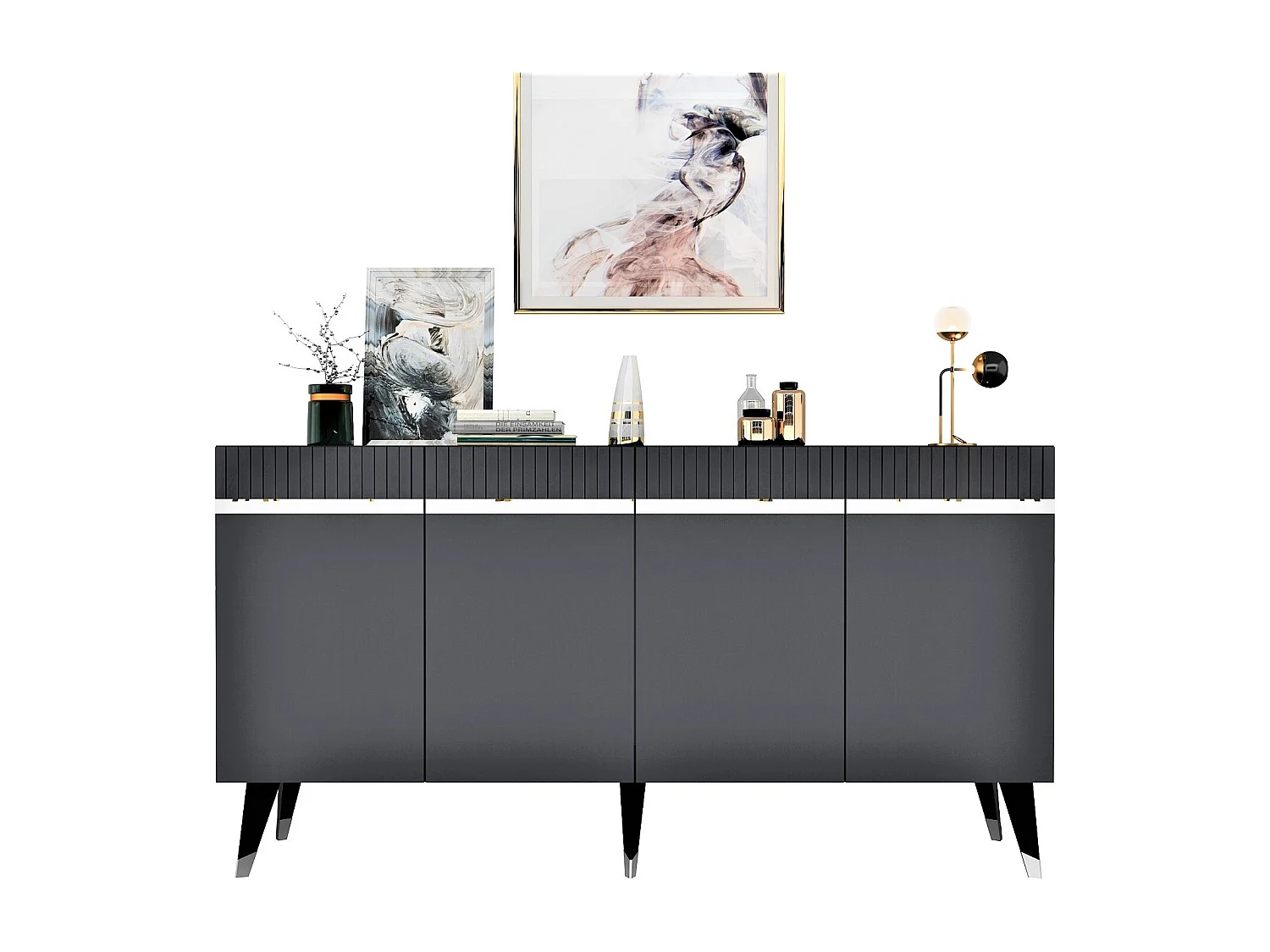 Aparador Defne Antracita Plata 150x40x80 cm