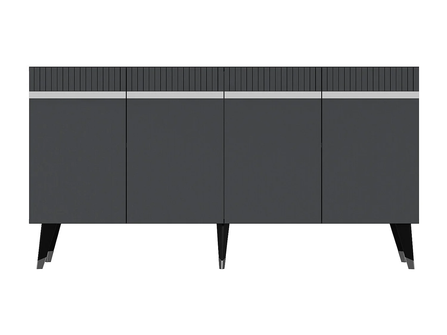 Aparador – 150cm x 80cm x 40cm – Antracite e Prata – Painel de partículas revestido a melamina