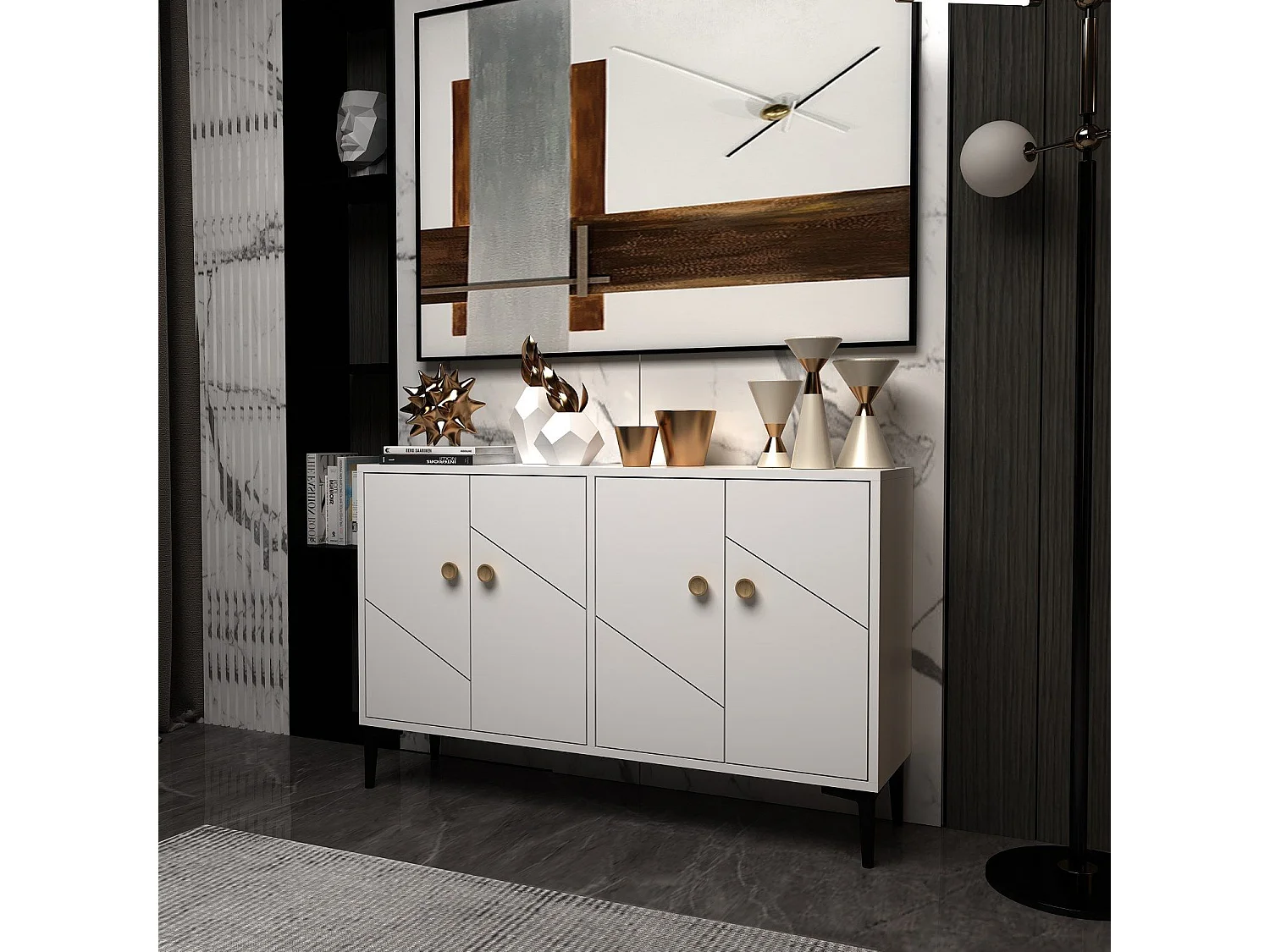 Aparador Kailua 1959, Blanco, 75x120x30cm, Aglomerado laminado