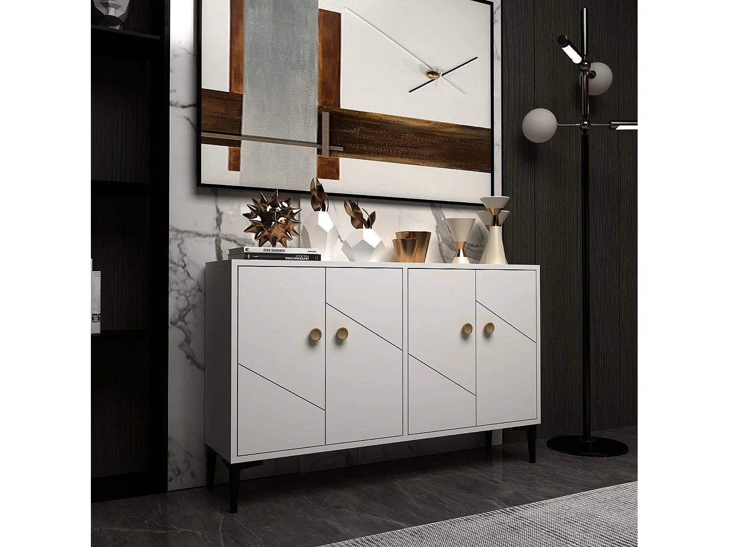 Aparador Kailua 1959, Blanco, 75x120x30cm, Aglomerado laminado