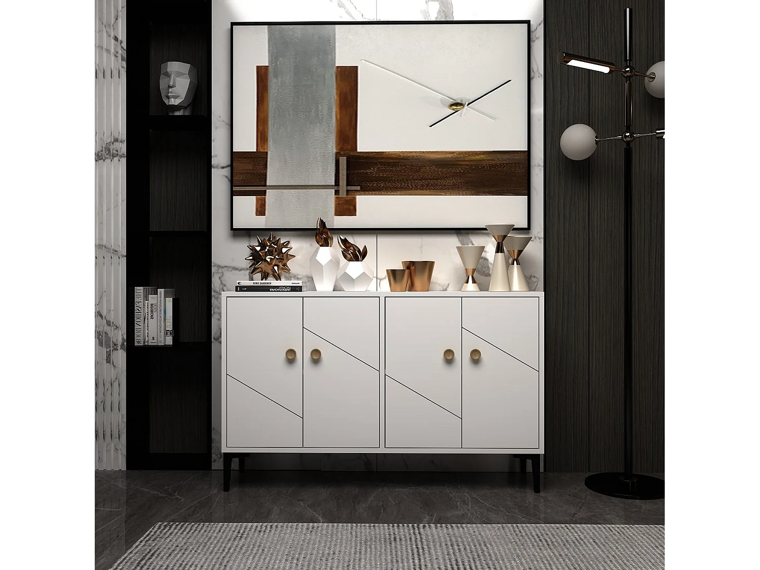 Aparador Kailua 1959, Blanco, 75x120x30cm, Aglomerado laminado